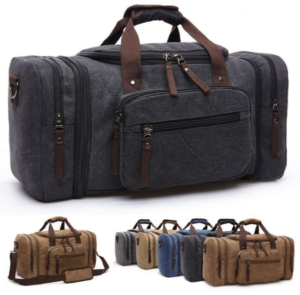 Buy Canvas Travel Tote Luggage Men's Weekender Duffle Bag with Shoe  compartment and Toiletry Bag, Grey, Online at desertcartINDIA