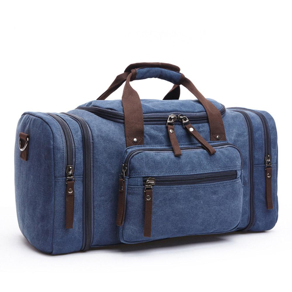 MRoyale™ Men's Canvas Expansion Duffle Weekend Travel Bag Duffle Travel Bag MRoyale™ Fashion Dark blue 