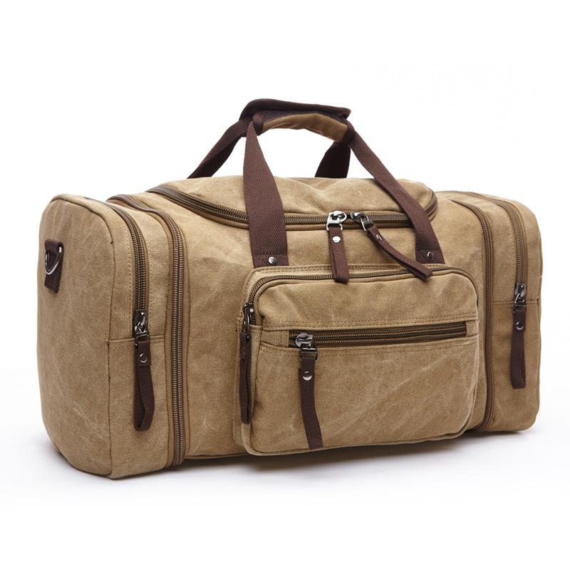 MRoyale™ Men's Canvas Expansion Duffle Weekend Travel Bag Duffle Travel Bag MRoyale™ Fashion khaki 