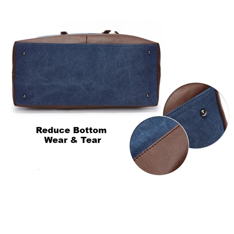 MRoyale™ Men&#39;s Canvas Leather Accent Duffle Weekend Travel Bag Duffle Travel Bag MRoyale™ Fashion 