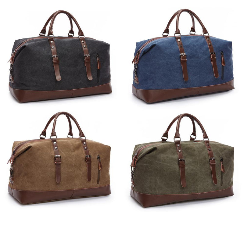 MRoyale™ Men&#39;s Canvas Leather Accent Duffle Weekend Travel Bag Duffle Travel Bag MRoyale™ Fashion 