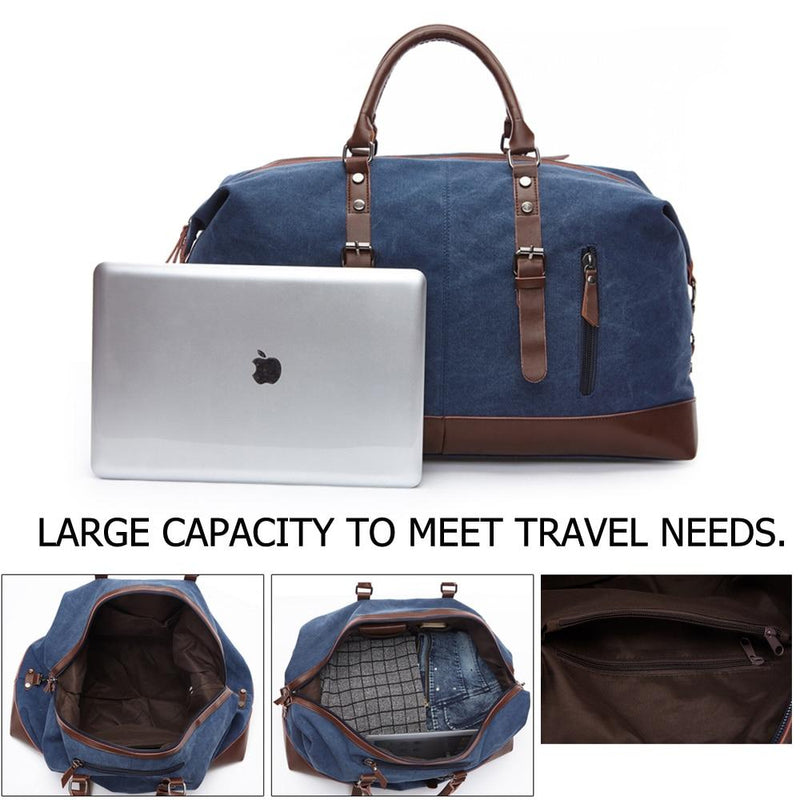 MRoyale™ Men's Canvas Leather Accent Duffle Weekend Travel Bag Duffle Travel Bag MRoyale™ Fashion 