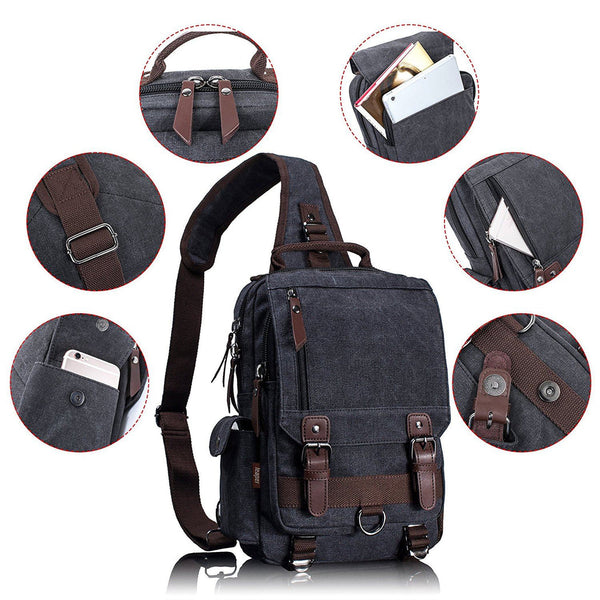 MROYALE™ Vintage Canvas Crossbody Messenger Bag - Men's Brown Outdoor -  EliteDealsOutlet