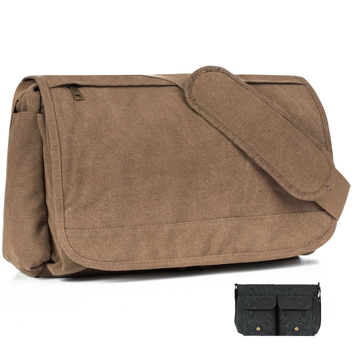 MROYALE™ Men&#39;s Canvas Vintage Crossbody Laptop Messenger Satchel Bag crossbody MRoyale™ Fashion Light Coffee 