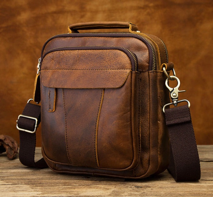 MRoyale™ Men's Leather 8" Crossbody Sling Messenger Chest Satchel Tablet Bag EliteDealsOutlet 