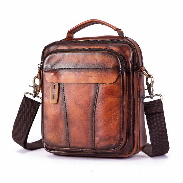MRoyale™ Men&#39;s Leather 8&quot; Crossbody Sling Messenger Chest Satchel Tablet Bag EliteDealsOutlet orange 