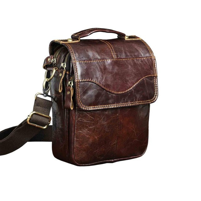 MRoyale™ Men&#39;s Leather 8&quot; Crossbody Sling Messenger Chest Satchel Tablet Bag MRoyale™ red-brown 