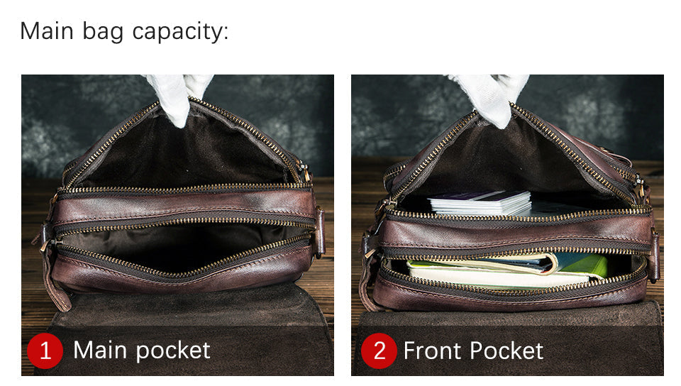 MRoyale™ Men&#39;s Leather 8&quot; Crossbody Sling Messenger Chest Satchel Tablet Bag sling chest bag MRoyale™ 