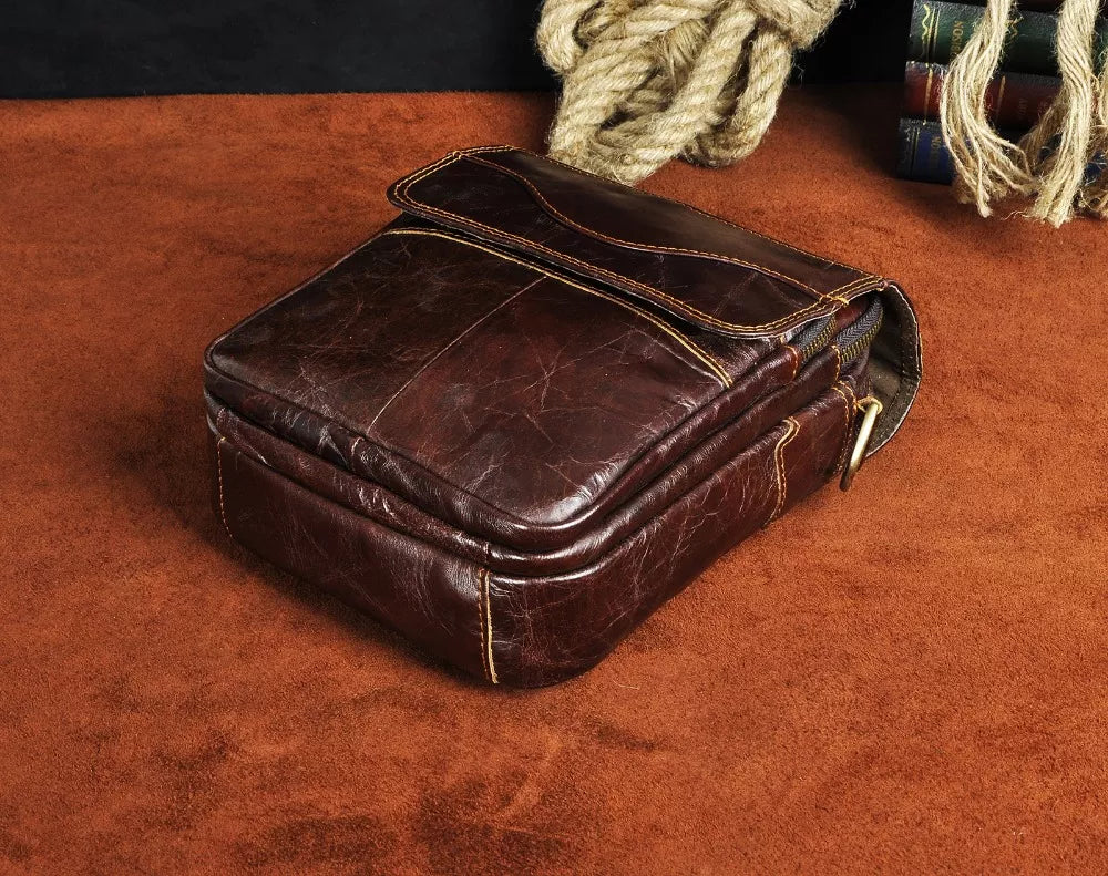 MRoyale™ Men's Leather 8" Crossbody Sling Messenger Chest Satchel Tablet Bag sling chest bag MRoyale™ 