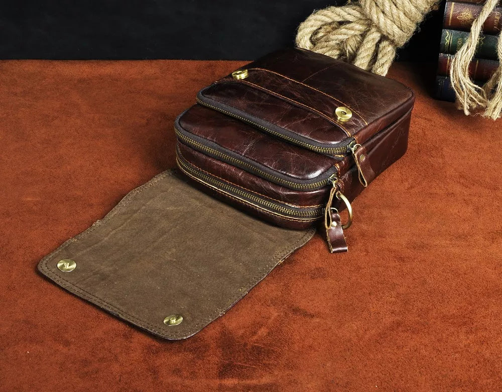 MRoyale™ Men's Leather 8" Crossbody Sling Messenger Chest Satchel Tablet Bag sling chest bag MRoyale™ 