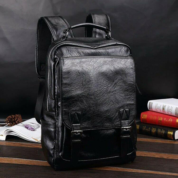 Men's Leather Backpack Shoulder Bag Weekender Travel School