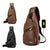 MROYALE™ Mini Sling Men's Leather USB Chest Crossbody Shoulder Day Bag sling chest bag MRoyale™ Fashion Light Brown 