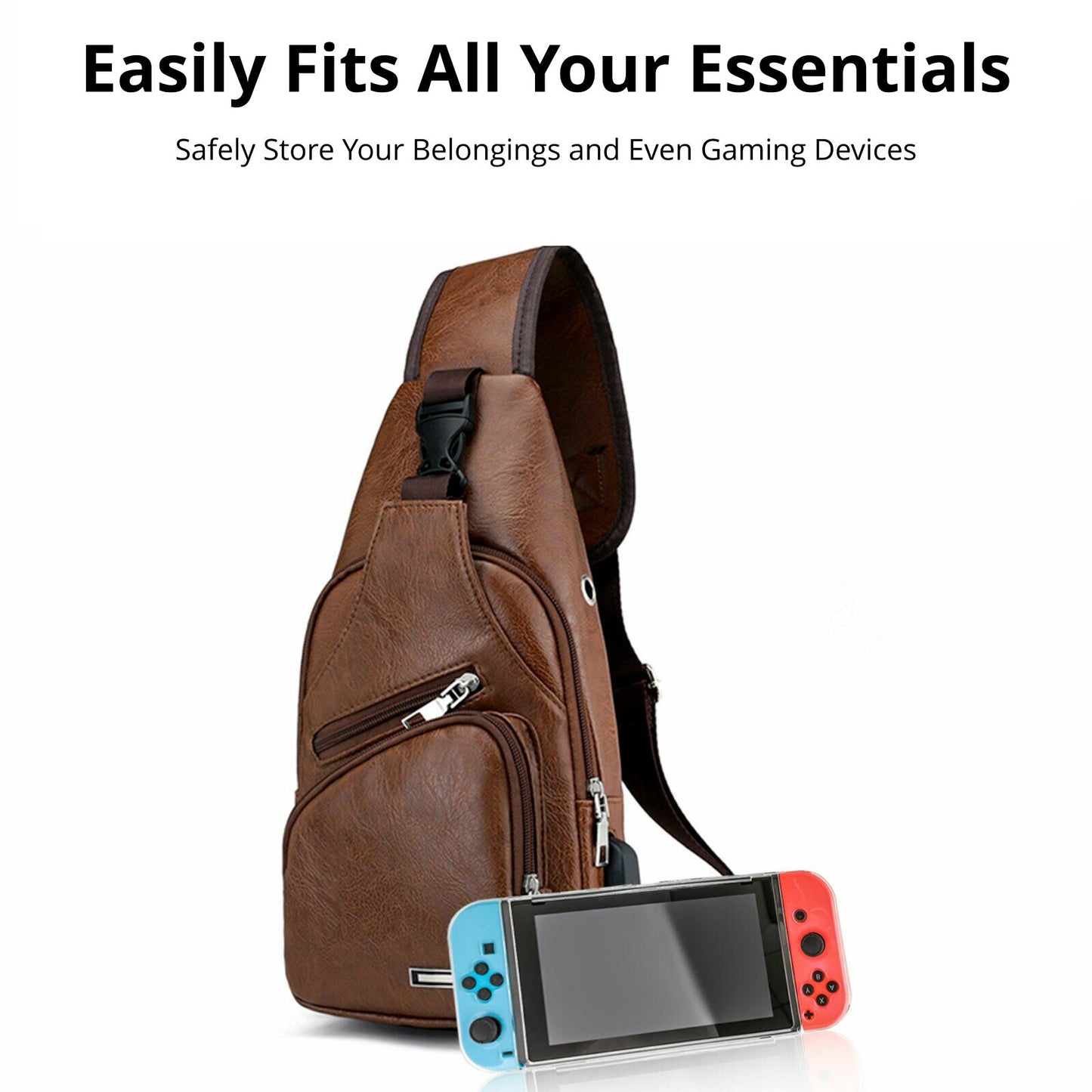 MROYALE™ Mini Sling Men's Leather USB Chest Crossbody Shoulder Day Bag sling chest bag MRoyale™ Fashion 