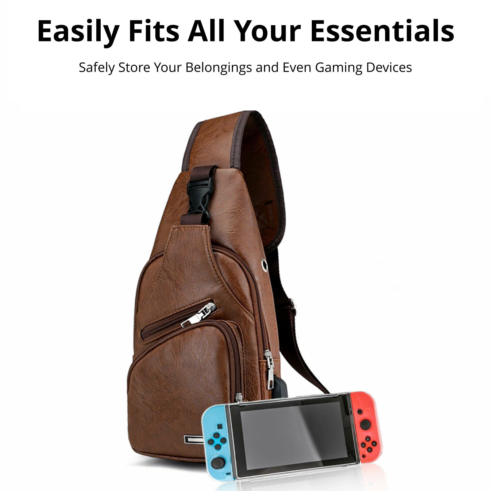MROYALE™ Mini Sling Men's Leather USB Chest Crossbody Shoulder Day Bag sling chest bag MRoyale™ Fashion 
