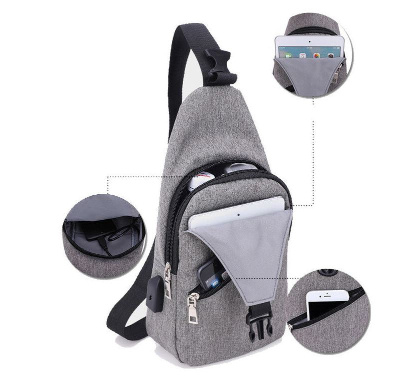 MROYALE™ Mini Sling Men&#39;s Oxford USB Chest Crossbody Shoulder Day Bag sling chest bag MRoyale™ Fashion 