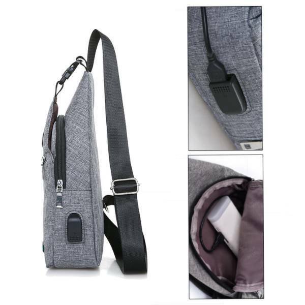 MROYALE™ Mini Sling Men's Oxford USB Chest Crossbody Shoulder Day Bag sling chest bag MRoyale™ Fashion 