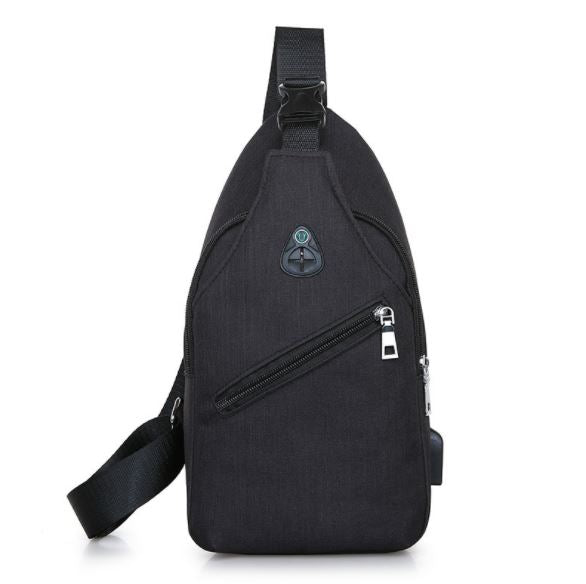 MROYALE™ Mini Sling Men&#39;s Oxford USB Chest Crossbody Shoulder Day Bag sling chest bag MRoyale™ Fashion Black 