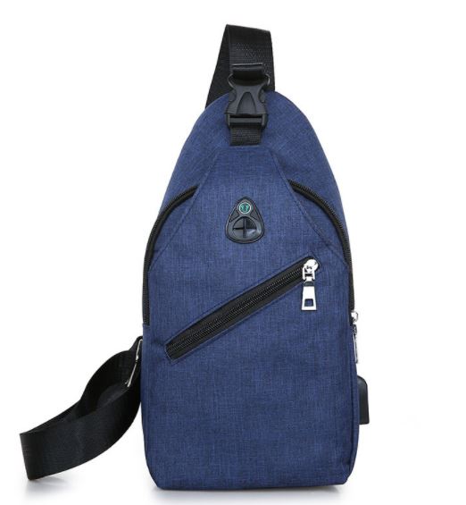 MROYALE™ Mini Sling Men&#39;s Oxford USB Chest Crossbody Shoulder Day Bag sling chest bag MRoyale™ Fashion Blue 
