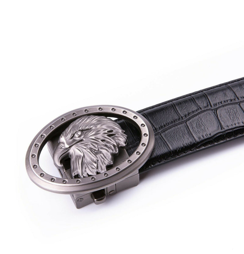 MRoyale™ Eagle Buckle Leather Ratchet Belt | Men&#39;s Eagle Automatic Adjustable Buckle mens belts MRoyale™ 