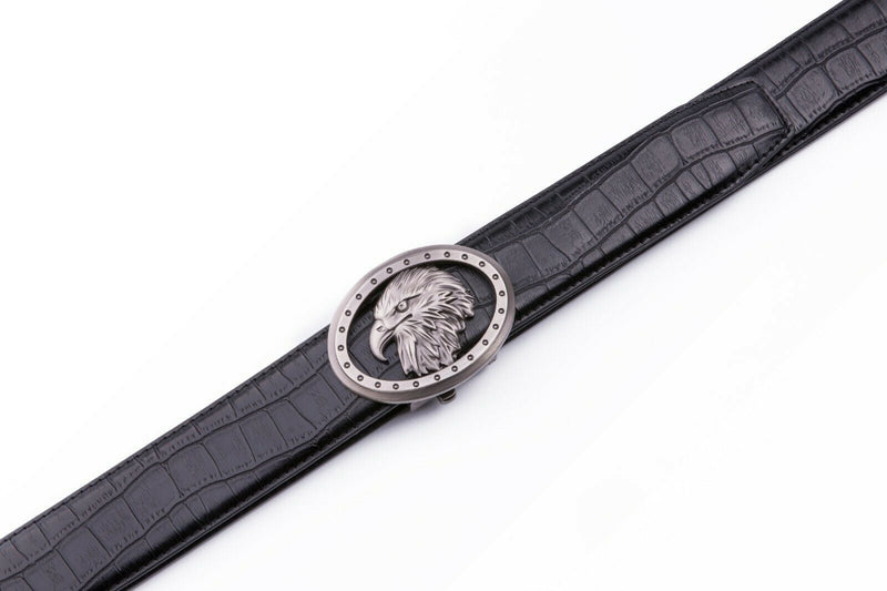 MRoyale™ Eagle Buckle Leather Ratchet Belt | Men&#39;s Eagle Automatic Adjustable Buckle mens belts MRoyale™ 
