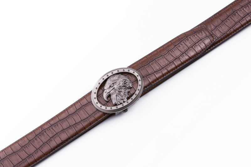 MRoyale™ Eagle Buckle Leather Ratchet Belt | Men's Eagle Automatic Adjustable Buckle mens belts MRoyale™ 