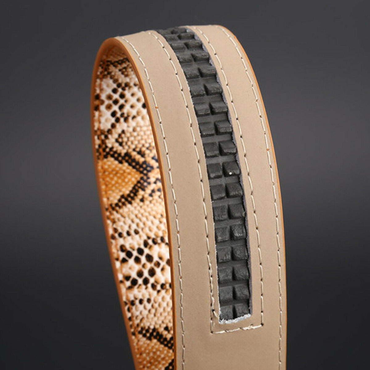 MROYALE™ Faux Snake Skin Embossed Leather Ratchet Belt | Men&#39;s Snake Automatic Buckle mens belts MRoyale™ 