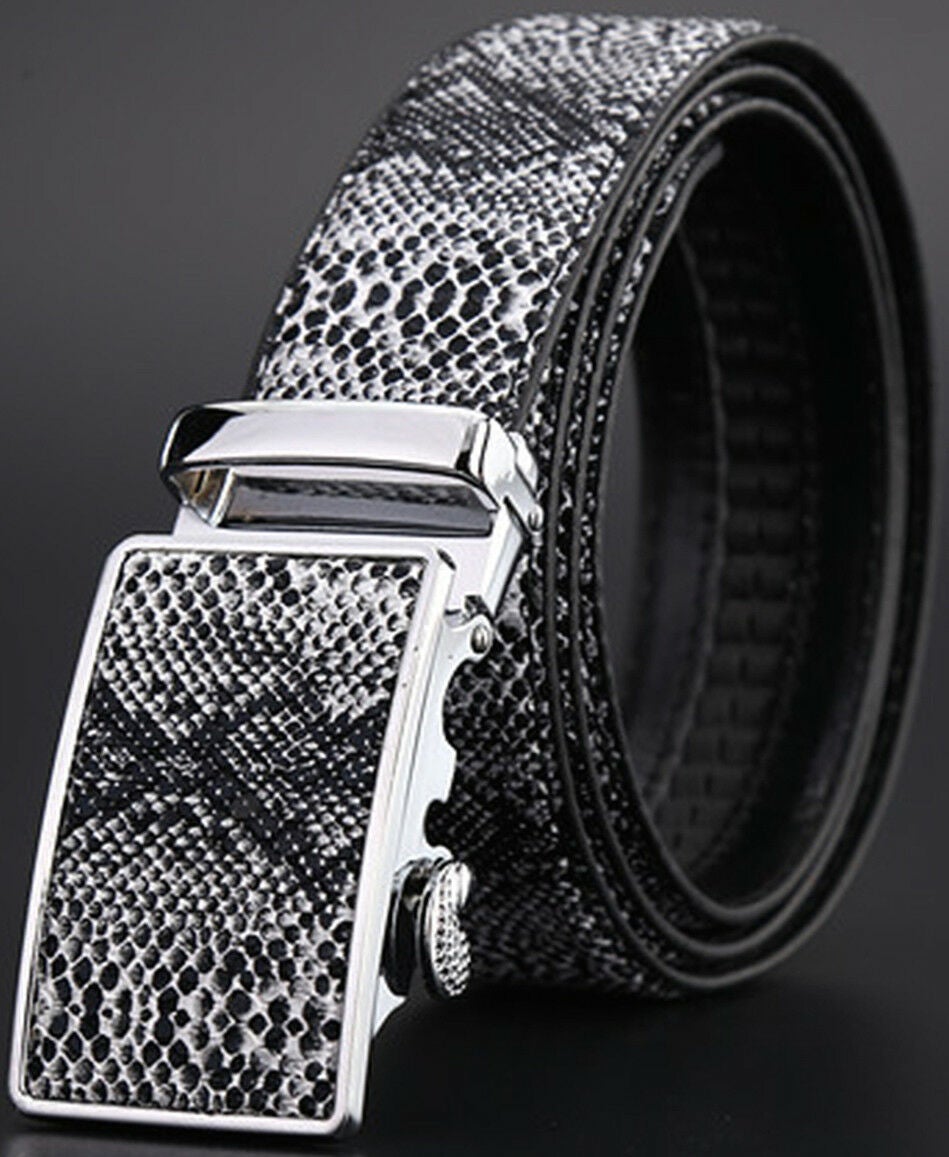 MROYALE™ Faux Snake Skin Embossed Leather Ratchet Belt | Men's Snake Automatic Buckle mens belts MRoyale™ 