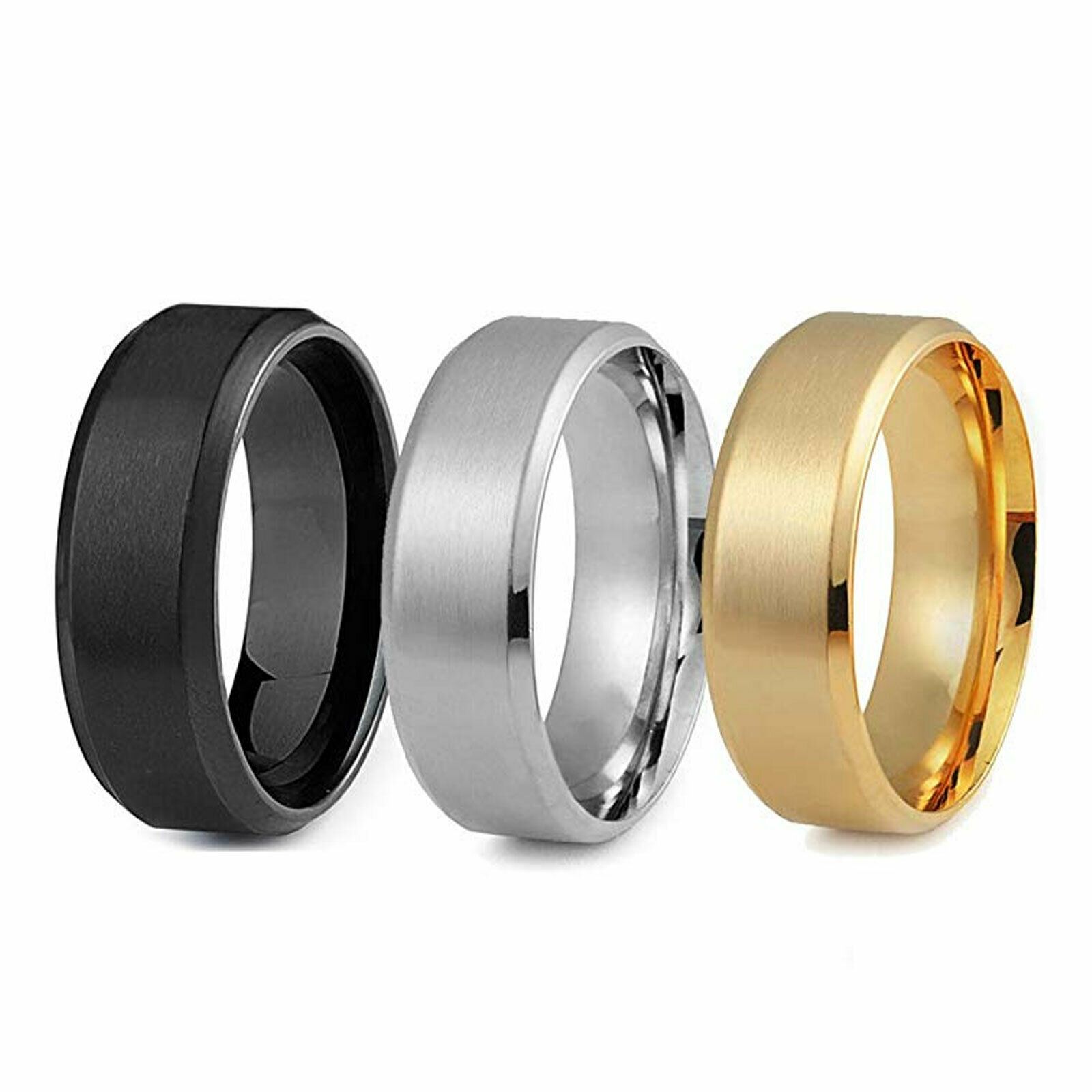 MRoyale™ Men's Stainless Steel Black/Gold/Silver Wedding Band Ring men's ring MRoyale™ 