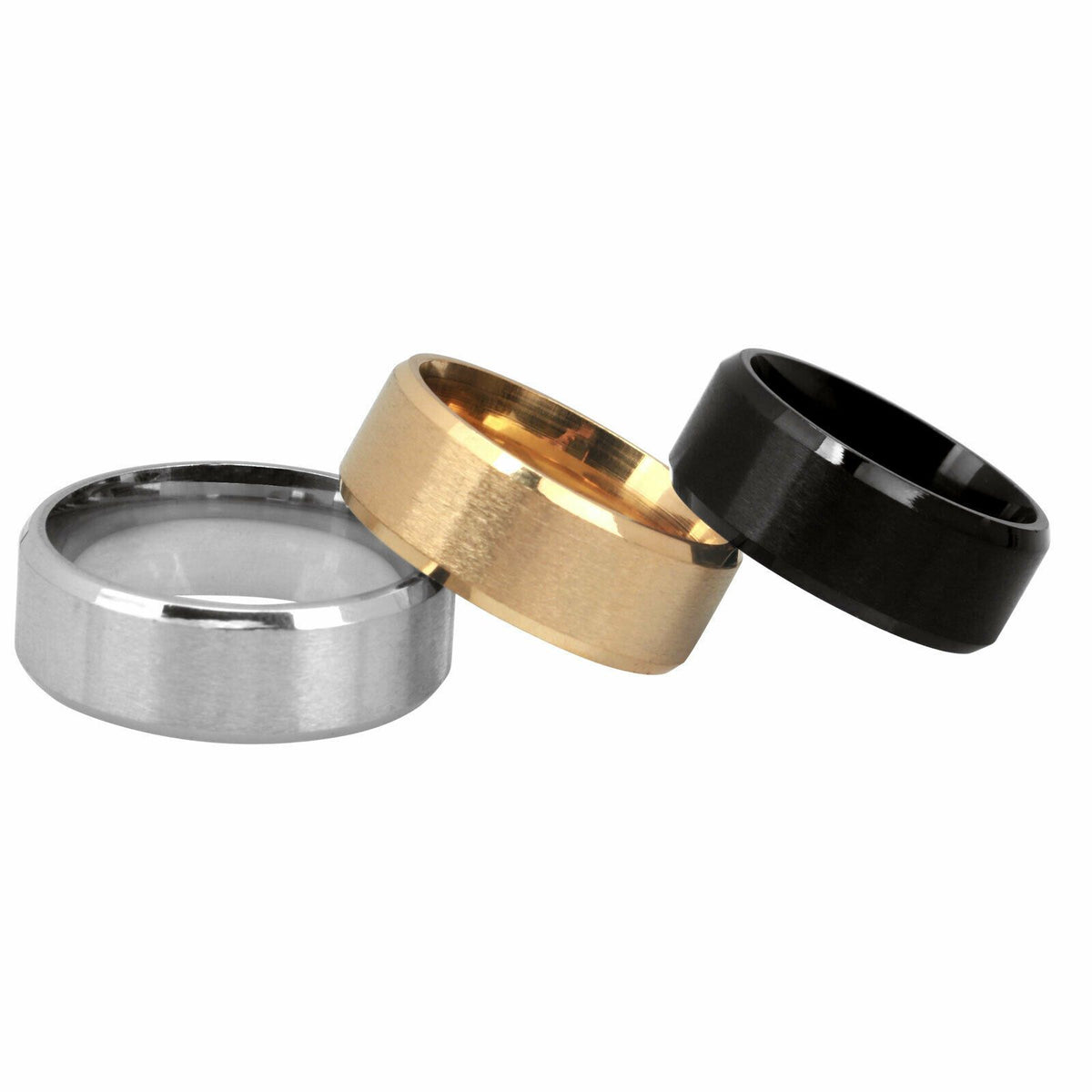 MRoyale™ Men&#39;s Stainless Steel Black/Gold/Silver Wedding Band Ring men&#39;s ring MRoyale™ 