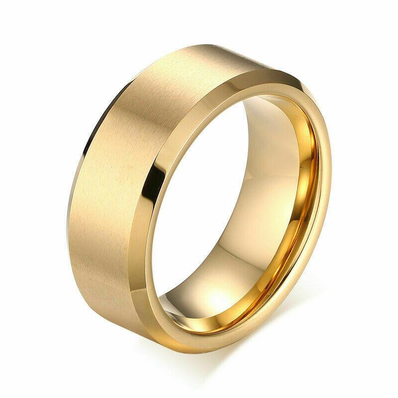 MRoyale™ Men&#39;s Stainless Steel Black/Gold/Silver Wedding Band Ring men&#39;s ring MRoyale™ 6 Gold 
