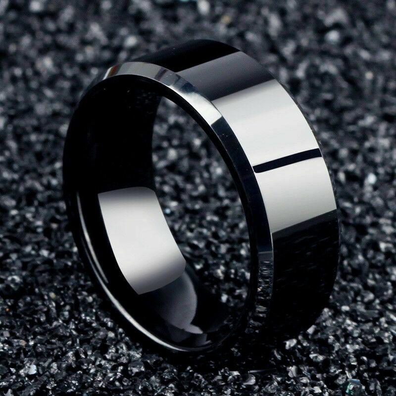 MRoyale™ Men&#39;s Stainless Steel Black/Gold/Silver Wedding Band Ring men&#39;s ring MRoyale™ 