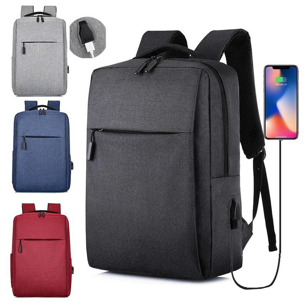 MRoyale™ Men's Slim Laptop Backpack w/ USB Charging Port for Business/School Backpacks MRoyale™ Fashion Black 
