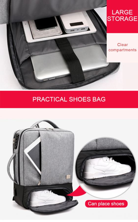 MROYALE™ Men&#39;s Anti-Theft Laptop Backpack w/ USB Charging Port + Shoe Storage Backpacks MRoyale™ Fashion 