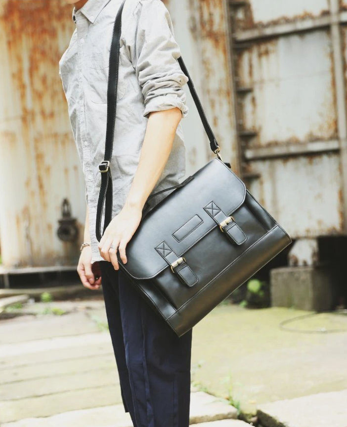 MROYALE™ Men&#39;s Briefcase Leather Messenger 14&quot; Laptop Crossbody Bag Messenger Bag MRoyale™ Fashion 