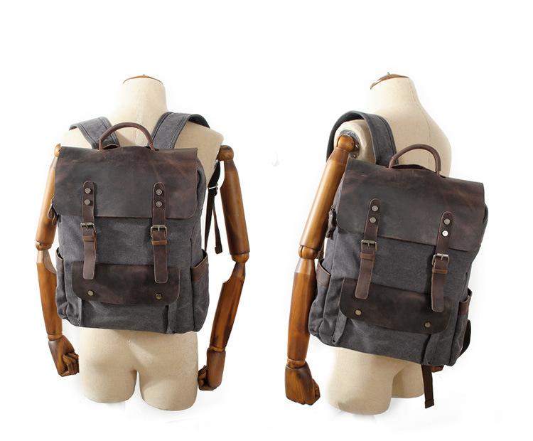 MROYALE™ Men's Vintage Multifunction Leather Canvas Laptop Backpack Backpacks MRoyale™ Fashion 