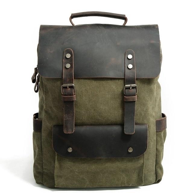 MROYALE™ Men's Vintage Multifunction Leather Canvas Laptop Backpack Backpacks MRoyale™ Fashion 