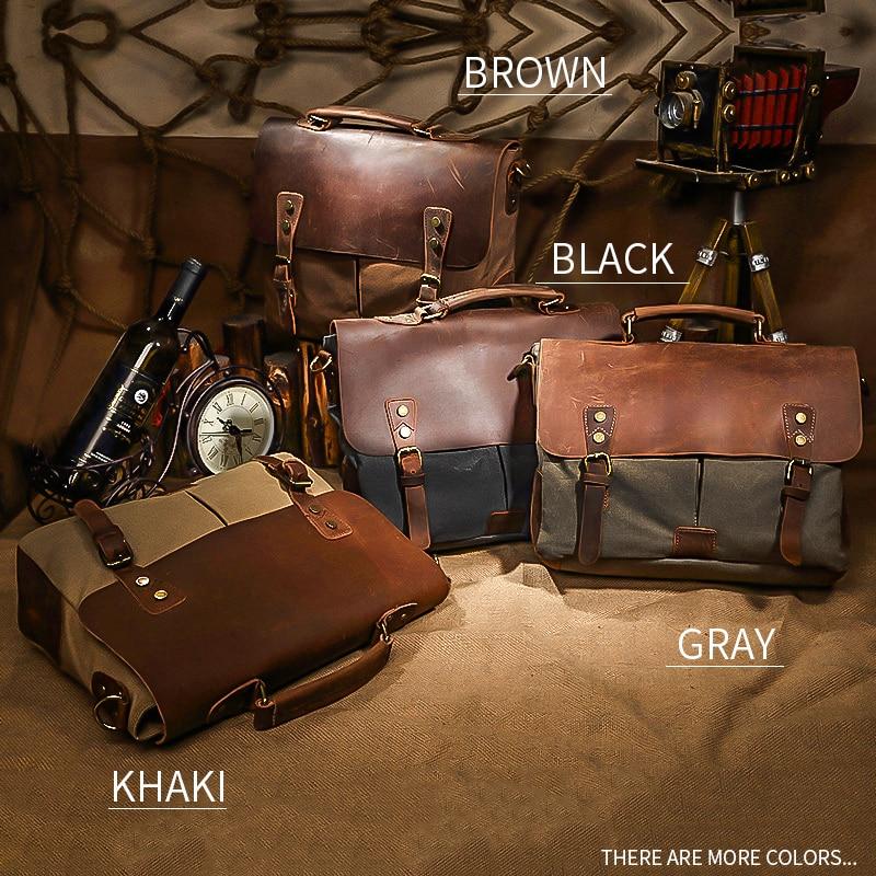 MRoyale™ Men's Vintage Leather Canvas Crossbody 14" Laptop Messenger Messenger Bag MRoyale™ Fashion 