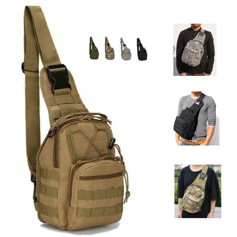 MROYALE™ Sling Tactical Army Chest Day Pack Shoulder Hiking Backpack tactical bag MRoyale™ Fashion Light Brown 