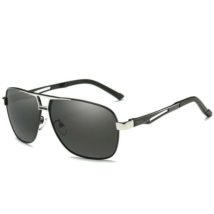 MROYALE Pro™ Men&#39;s Aviator Polarized Vintage Sunglasses - UV400 sunglasses MRoyale™ Fashion Silver w/ Black Lens 