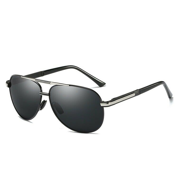 MROYALE Pro™ Men&#39;s Aviator Polarized Vintage Sunglasses - UV400 sunglasses MRoyale™ Fashion Silver w/ Black Lens -style 2 