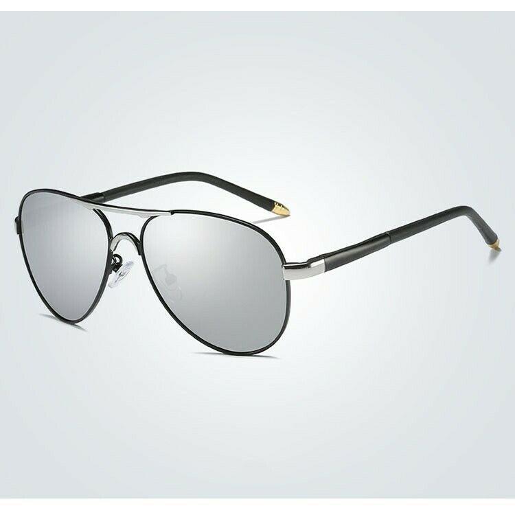 MROYALE Pro™ Men's Aviator Polarized Vintage Sunglasses - UV400 sunglasses MRoyale™ Fashion Style 3 -Black/Silver 