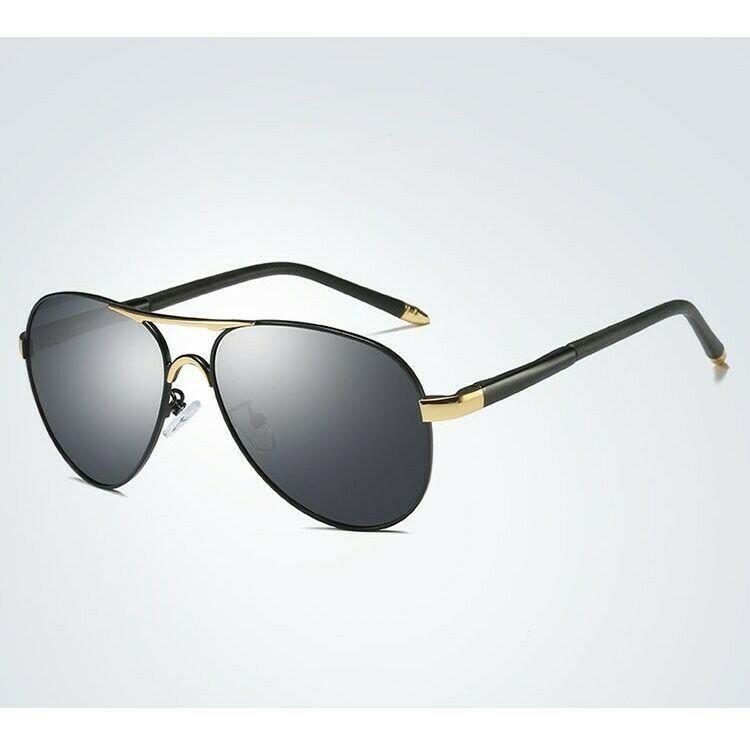MROYALE Pro™ Men&#39;s Aviator Polarized Vintage Sunglasses - UV400 sunglasses MRoyale™ Fashion Style 3- Gold-Black/Black 