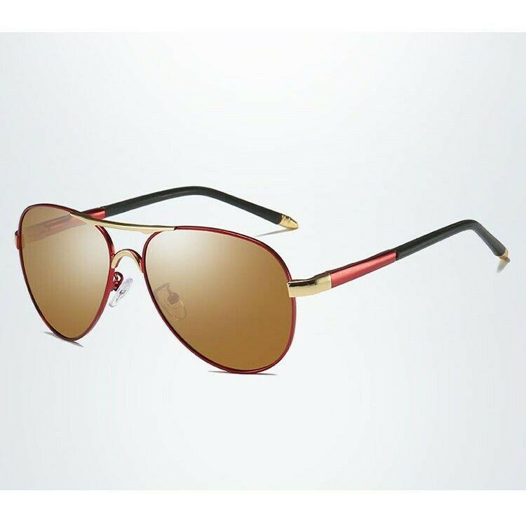 MROYALE Pro™ Men&#39;s Aviator Polarized Vintage Sunglasses - UV400 sunglasses MRoyale™ Fashion Style 3-Red/Brown 