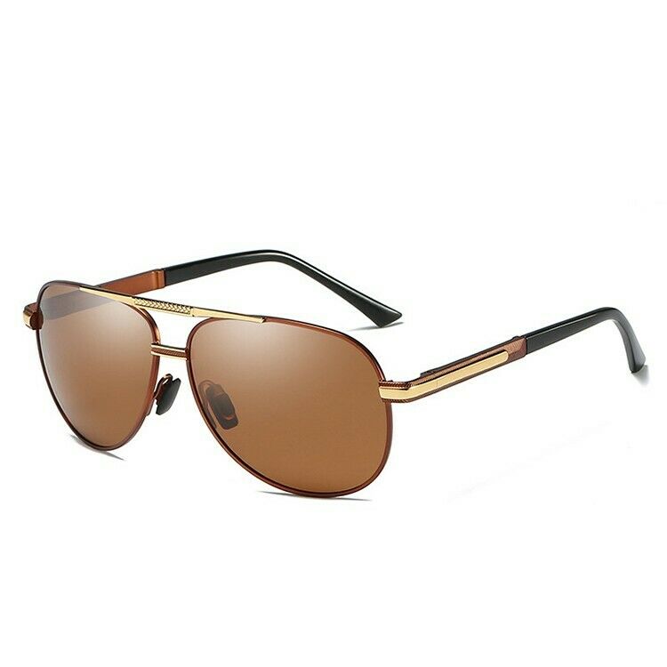 MROYALE Pro™ Men's Aviator Polarized Vintage Sunglasses - UV400 sunglasses MRoyale™ Fashion Tea-Gold w/ Tea Lens 