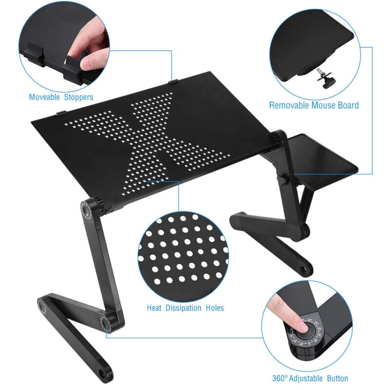 MTEKPro™ Adjustable Laptop Table Stand: 360° Aluminum Lap Tray, Sofa/Bed Desk MTEKPro™ 