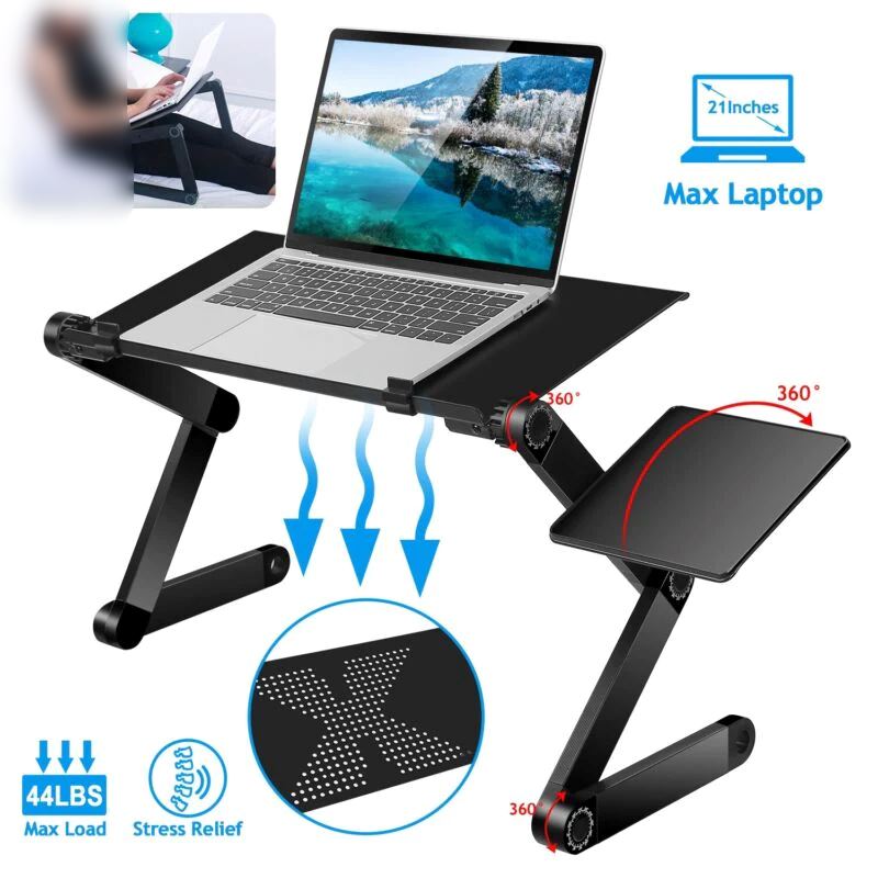 MTEKPro™ Adjustable Laptop Table Stand: 360° Aluminum Lap Tray, Sofa/Bed Desk MTEKPro™ 