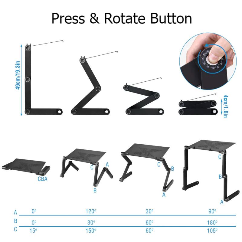 MTEKPro™ Adjustable Laptop Table Stand: 360° Aluminum Lap Tray, Sofa/Bed Desk MTEKPro™ 