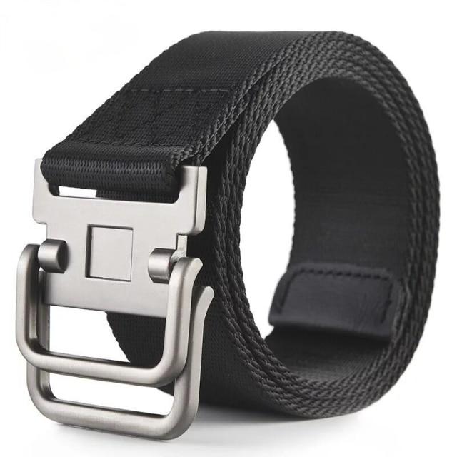 MROYALE™ Canvas Double Buckle Tactical Belt | Adjustable Survival Army Rigger Waistband tactical belt MRoyale™ Black 