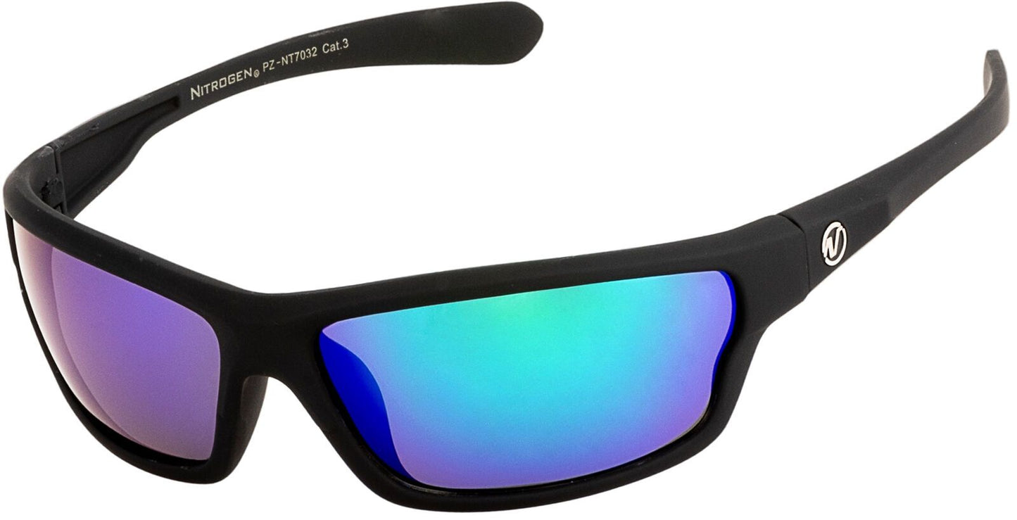 NGen™ Active Men's Sports Polarized Sunglasses sunglasses NGen™ Fashion Rubberized Black Matte - Green Mirror Lens 