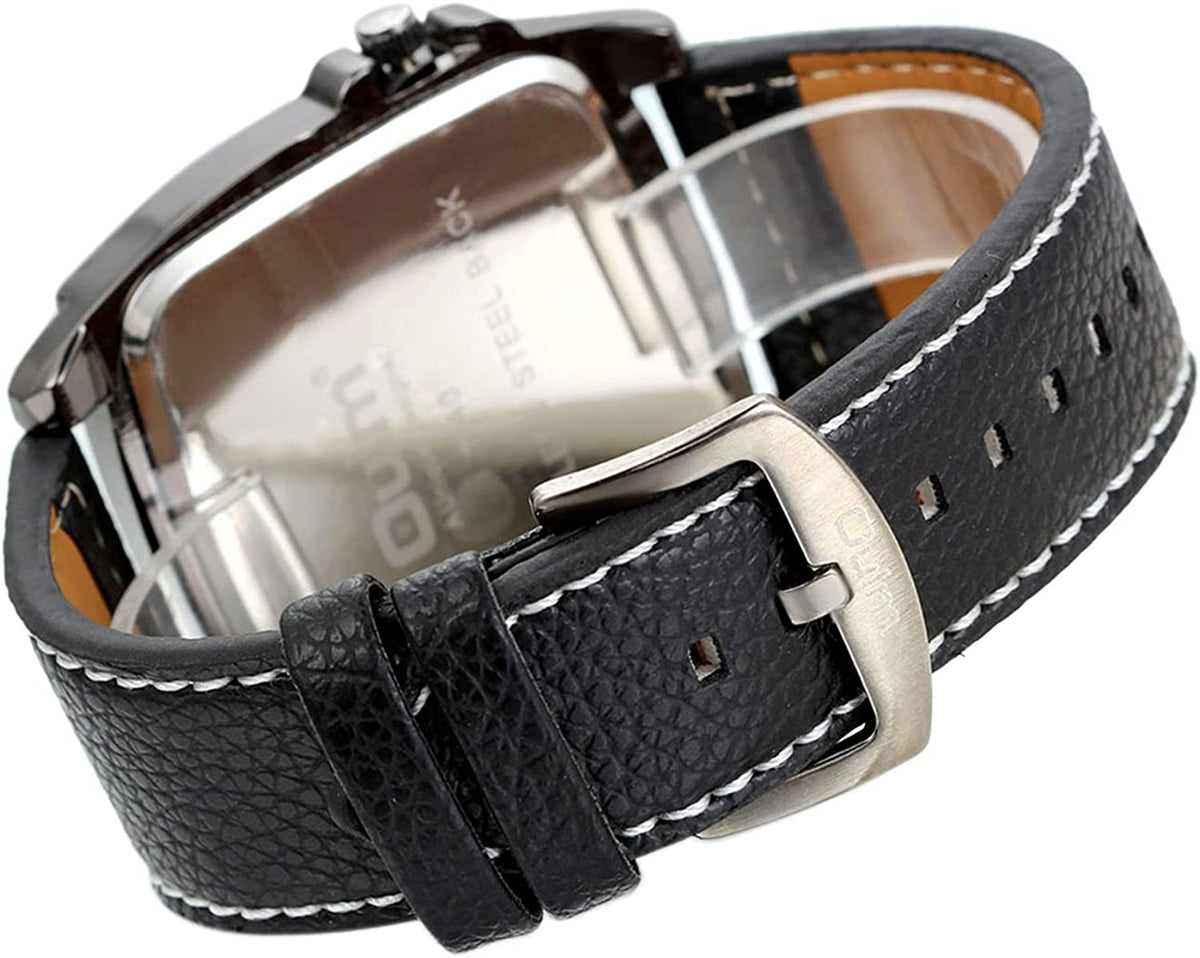 OLMPro™ Men&#39;s BIG Face Leather Analog Punk Watch - 4 Dials, Sports Quartz wristwatches OLMPro™ 